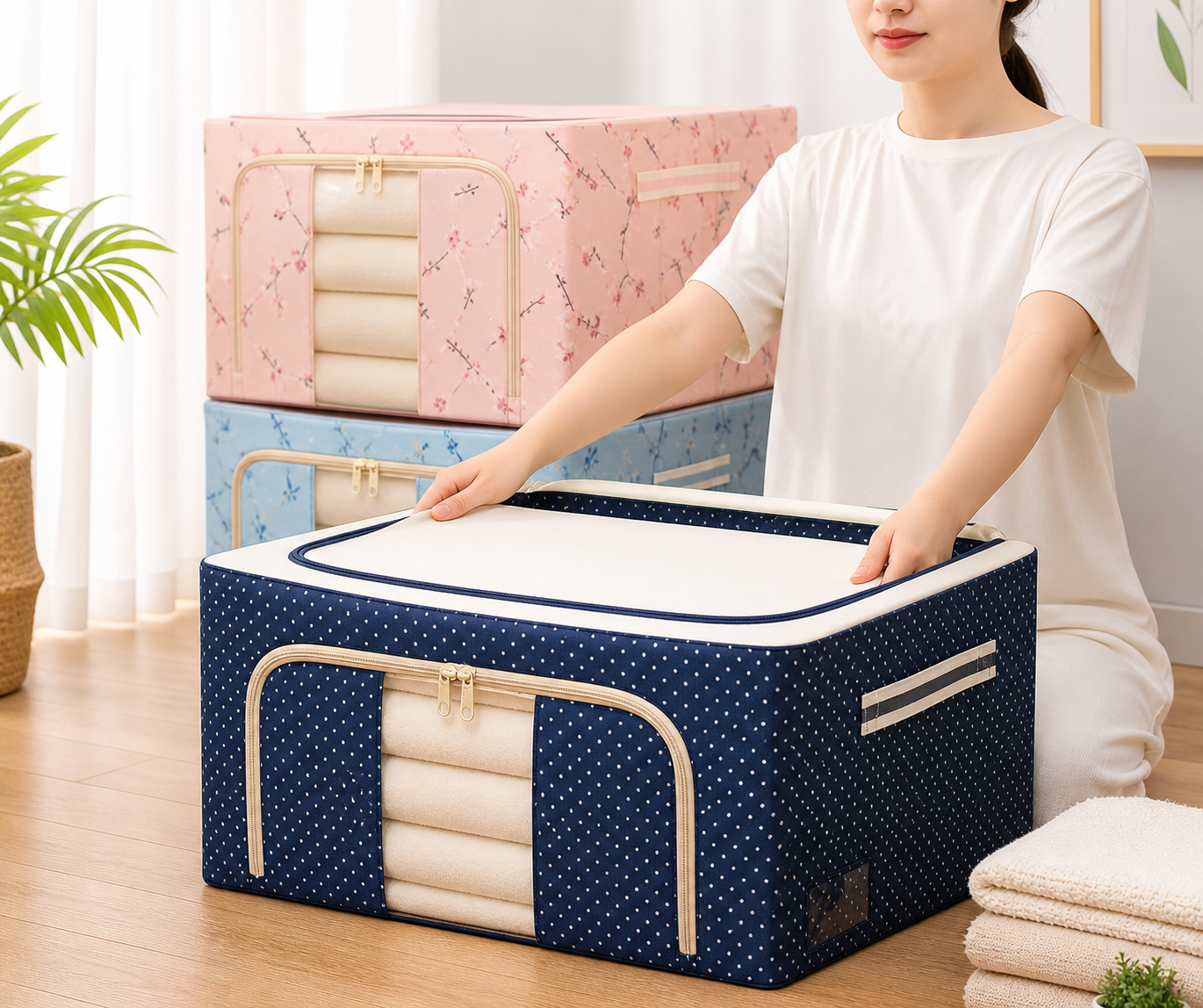 Foldable Clothes Storage Bag with Zipper ( Pack Of 6 )